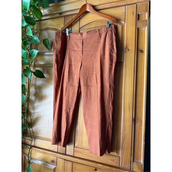 J.Jill Women’s Linen Blend Stretch Cropped Pants Rust Colored SZ XL - Picture 1 of 13